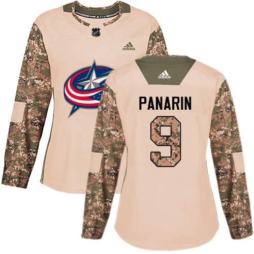 Adidas Blue Jackets #9 Artemi Panarin Camo Authentic Veterans Day Women's Stitched NHL Jersey